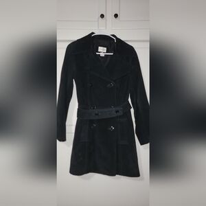 bebe Black Suede Trench Coat Size Small